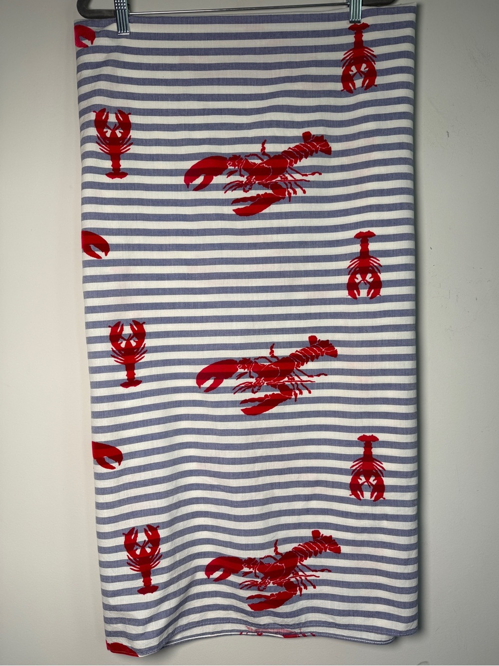 TALBOTS | Nautical Lobster Print Striped Cotton Scarf Nantucket Coastal